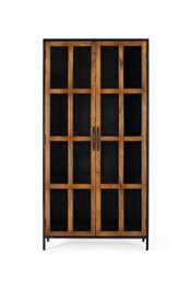 GINER Y COLOMER Vitrina 2 Puertas - Buffet vitrine 2 portes en bois de manguier et structure métal, 180x90x40 cm, couleur noyer et noir
